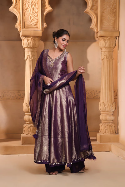 Elegant Off-White Silk Anarkali Suit Set with Heavily Embroidered Teal Dupatta