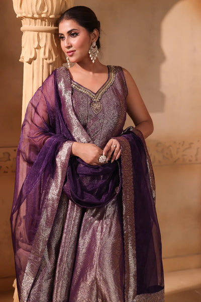Elegant Off-White Silk Anarkali Suit Set with Heavily Embroidered Teal Dupatta